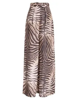 Zimmermann Luminous Smock Top and Wide Leg Pants Set Zebra Print Size 1 / AU 10 for rent on The Volte - image 2