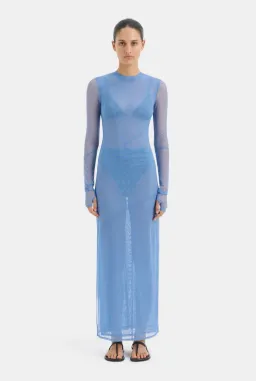 Sir the Label Jacques Mesh Panelled Midi Dress Blue Size 2 / AU 10 for rent on The Volte - image 1