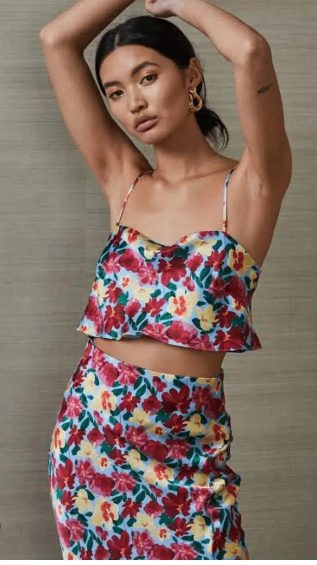 Bec & Bridge Lucette Crop Top and Midi Skirt Set Floral Size 14/8 for rent on The Volte - main image