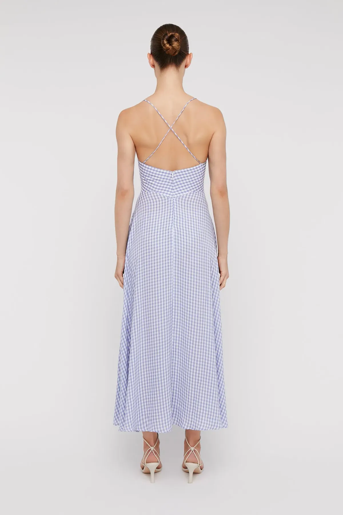 Scanlan Theodore Strappy Gingham Dress Mauve Size 6 - Image 3