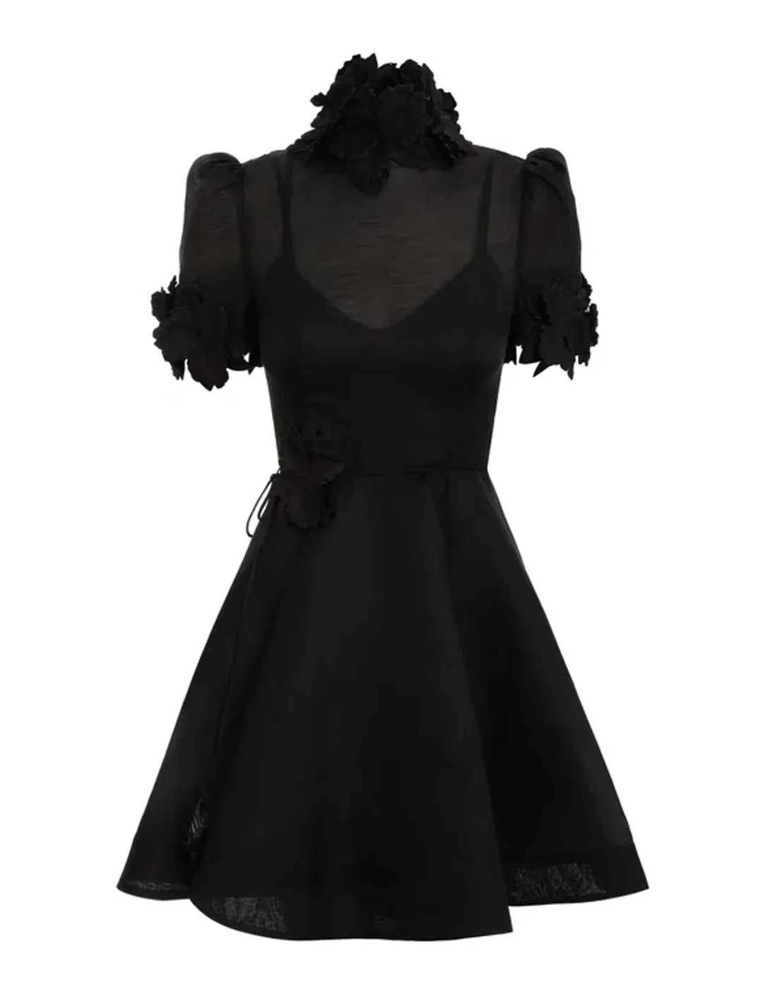 Zimmermann Luminosity Liftoff Flower Mini Dress Black Size 1 / AU 10 for rent on The Volte - main image