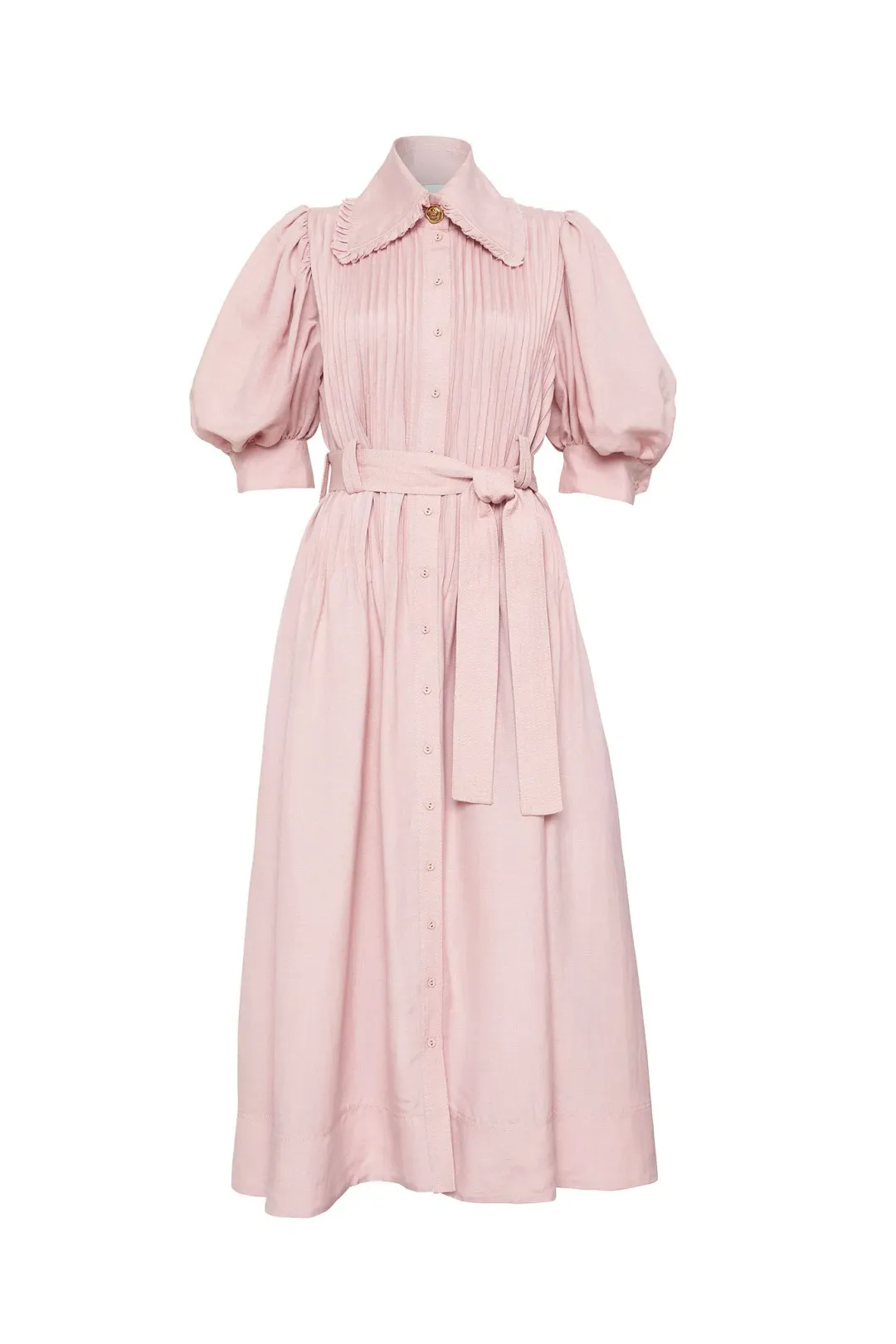 Aje Madeleine Belted Midi Dress Dusty Pink Size 16 for rent on The Volte - main image