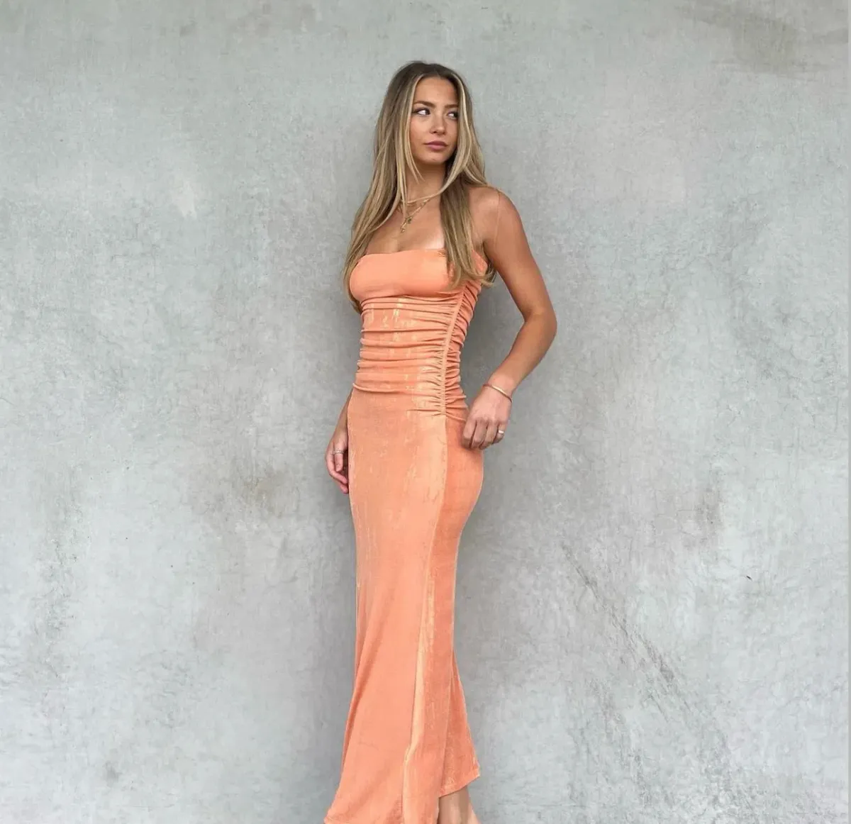 Diesel 'd-tru' Metallic Jersey Dress Pink Size 6 for rent on The Volte - main image