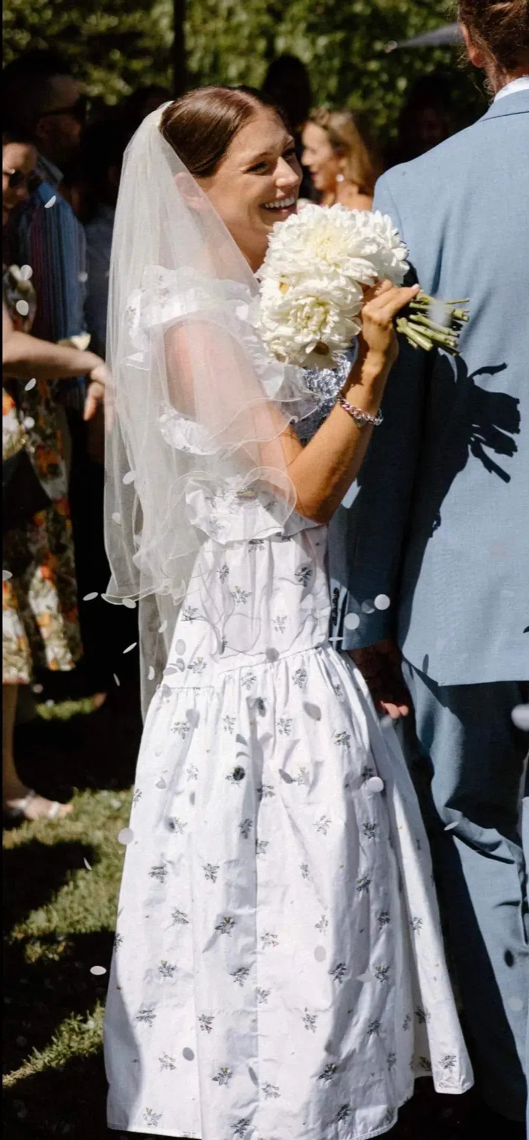 Cecilie Bahnsen Livia Embroidered Tie Back Dress in White Size 8 for rent on The Volte - main image