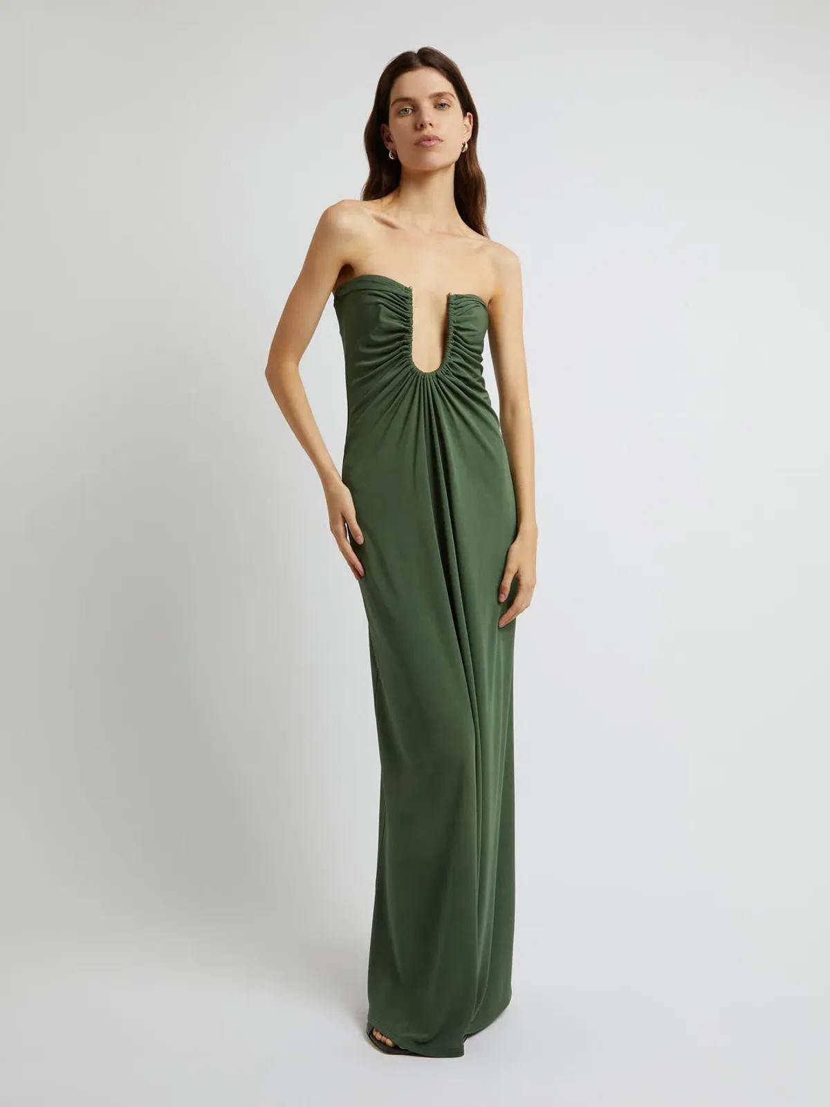 Christopher Esber Arced Palm Strapless Dress Green Size 6 - Image 2