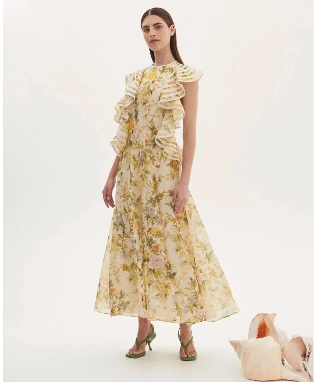 Alemais Eden Flounce Midi Dress Floral Size 6 for rent on The Volte - main image