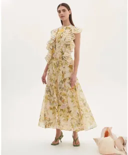 Alemais Eden Flounce Midi Dress Floral Size 6 for rent on The Volte - image 1
