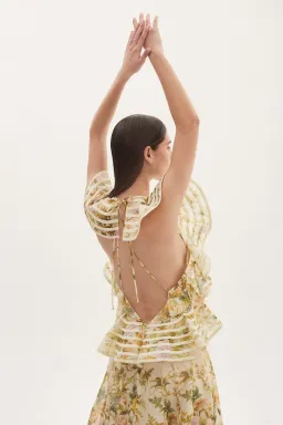 Alemais Eden Flounce Midi Dress Floral Size 6 for rent on The Volte - image 2