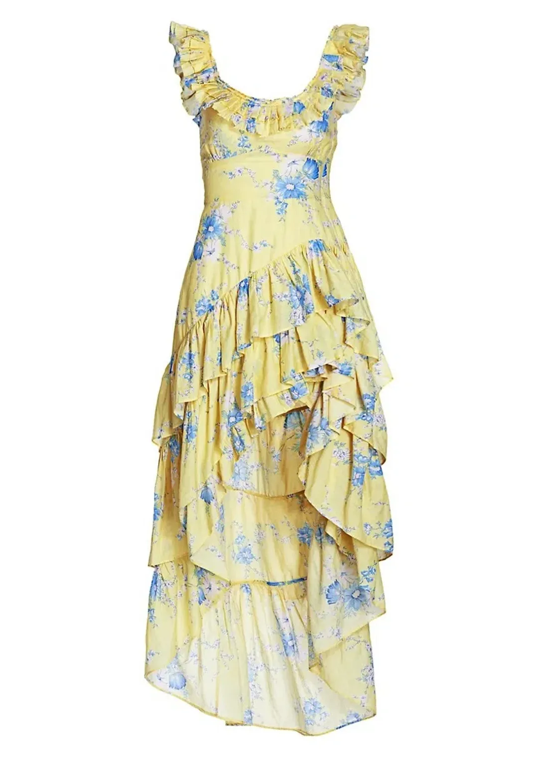 LoveShackFancy Winslow Dress Yellow Floral Size 8 for rent on The Volte - main image