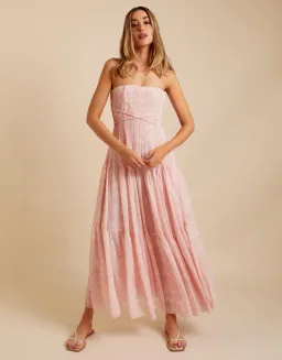 Lover Marigold Pleated Maxi Dress Pink Size 8 for rent on The Volte - image 2