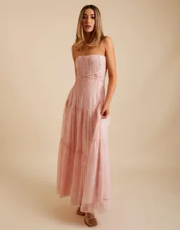 Lover Marigold Pleated Maxi Dress Pink Size 8 for rent on The Volte - image 1