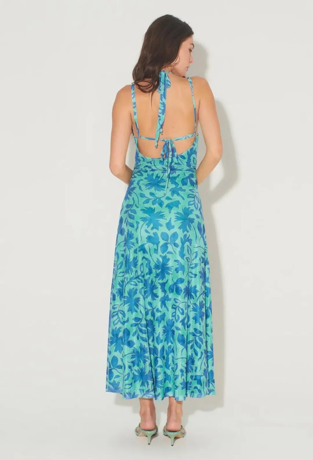 Hansen and Gretel Odessa Dress Aqua Leaf Size 6 for rent on The Volte - main image