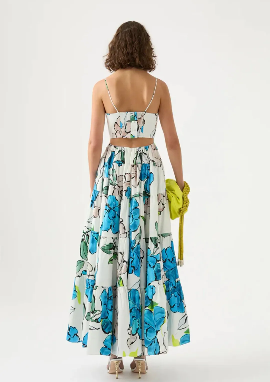 AJE Botanical Tiered Maxi Dress Cool Camellia Size 4 for rent on The Volte - main image