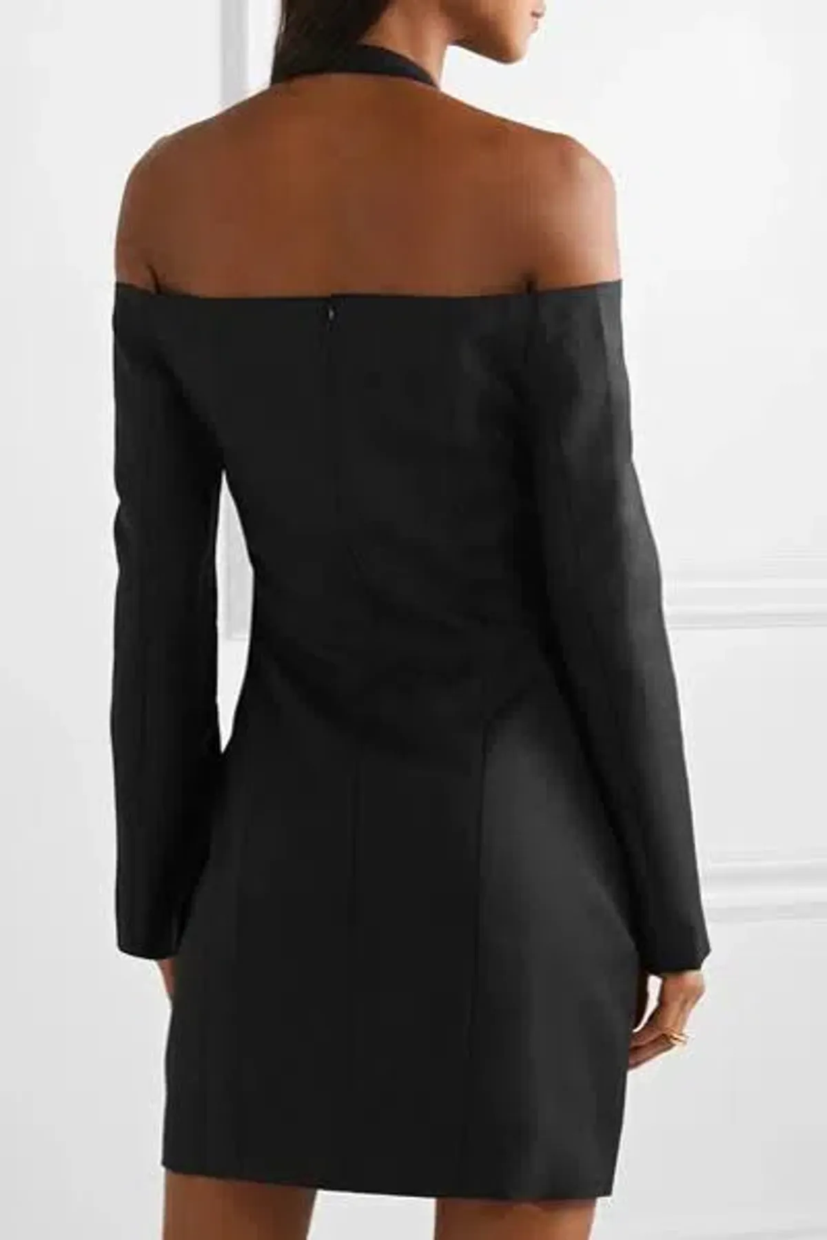 Anna Quan Nina Off Shoulder Wool Twill Mini Dress In Black Size 6 - Image 2