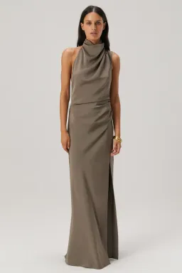 Misha Constantina Satin Gown Grey Size 6 for rent on The Volte - image 1