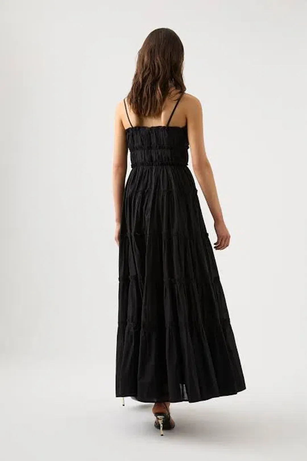 Aje Luna Tiered Maxi Dress Black Size 6 for rent on The Volte - main image
