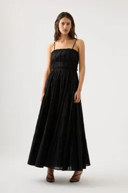 Aje Luna Tiered Maxi Dress Black Size 6 for rent on The Volte - image 1