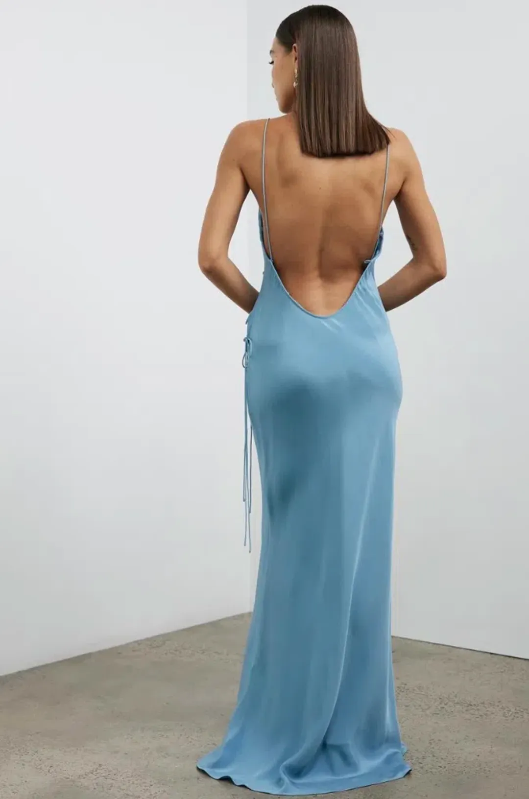 Christopher Esber Slope Tie Silk Dress Blue Size 8 for rent on The Volte - main image