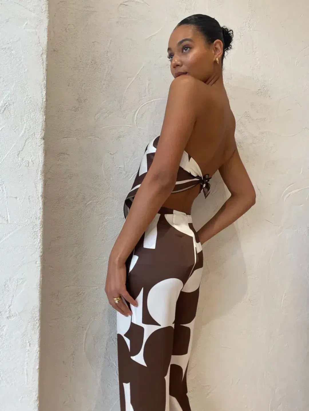 Sir the Label Julien Scarf and Pants Set In Abstract Chocolate Size 1 / AU 8 for rent on The Volte - main image