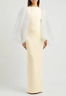 Solace London Ziya Puff Sleeve Evening Dress Ivory Size 8 for rent on The Volte - image 1
