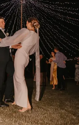 Solace London Ziya Puff Sleeve Evening Dress Ivory Size 8 for rent on The Volte - image 3