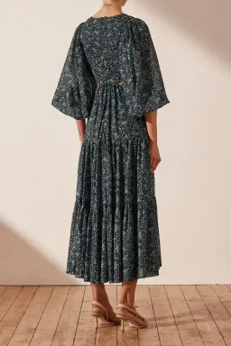 Shona Joy Denise Pin Tuck Cut Out Balloon Sleeve Midi Dress Floral Size 10 for rent on The Volte - image 3