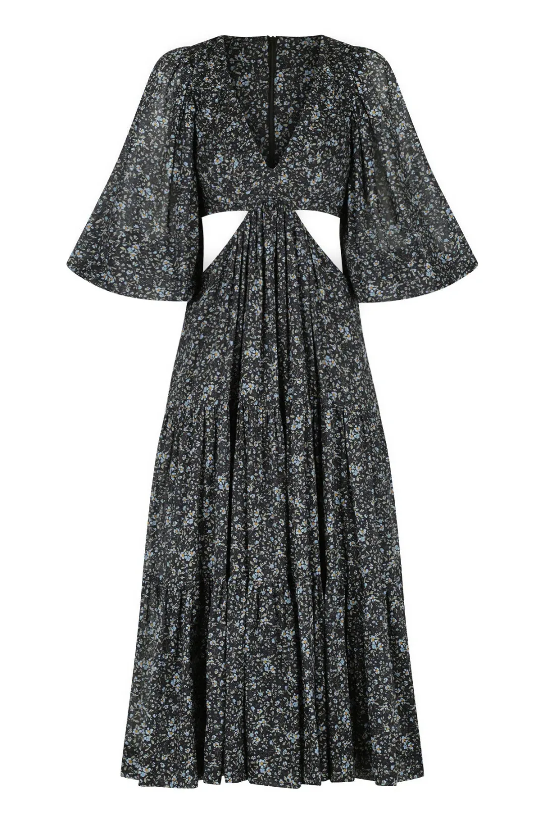 Shona Joy Denise Pin Tuck Cut Out Balloon Sleeve Midi Dress Floral Size 10 for rent on The Volte - main image