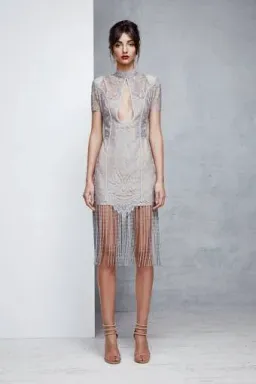Lexi Lace Fringe Mini Dress Grey Size XS / AU 6 for rent on The Volte - image 1