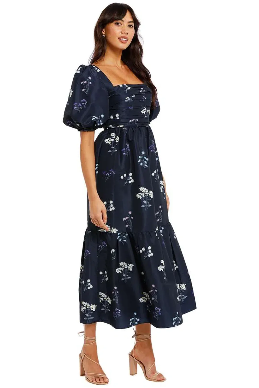 Self Portrait Vintage Floral Midi Dress Navy Floral Size 10 for rent on The Volte - main image