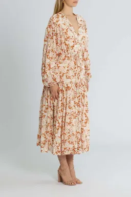 Shona Joy Flor Midi Dress Orange Floral Size 14 for rent on The Volte - image 2