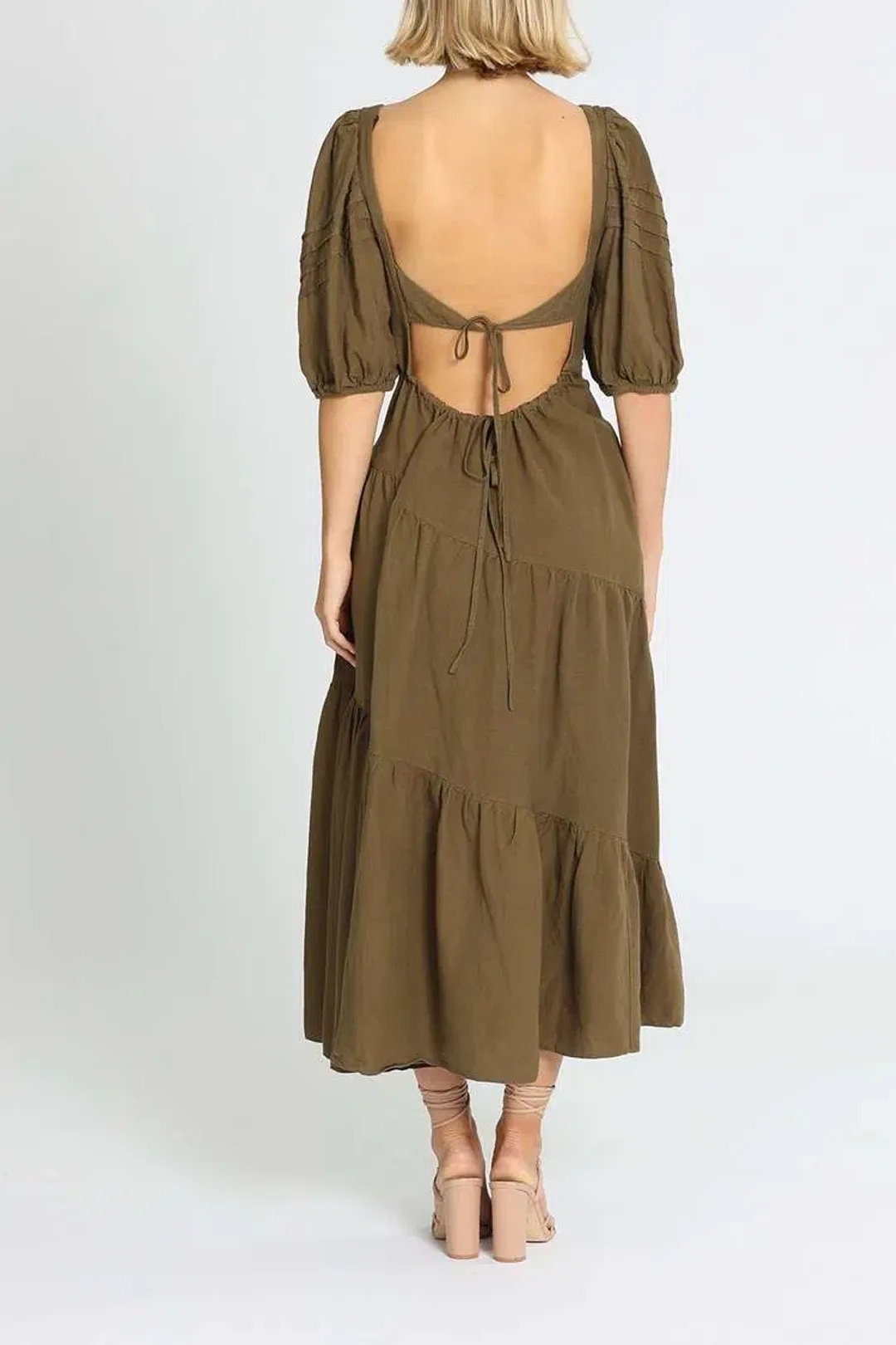 Shona Joy Juliana Midi Dress Khaki Size 14 for rent on The Volte - main image