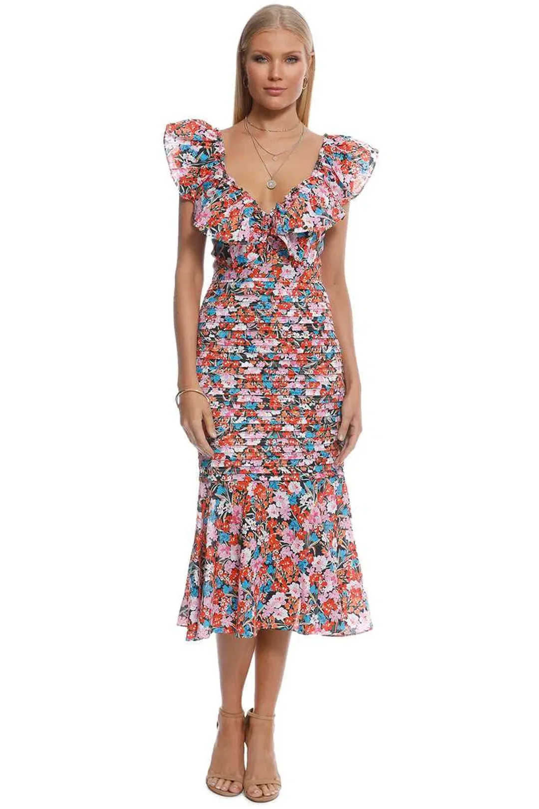 Talulah Cloud Nine Midi Dress Multi Floral Size 10 for rent on The Volte - main image