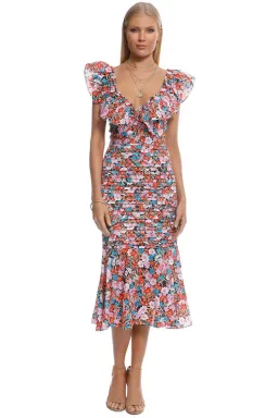 Talulah Cloud Nine Midi Dress Multi Floral Size 10 for rent on The Volte - image 1