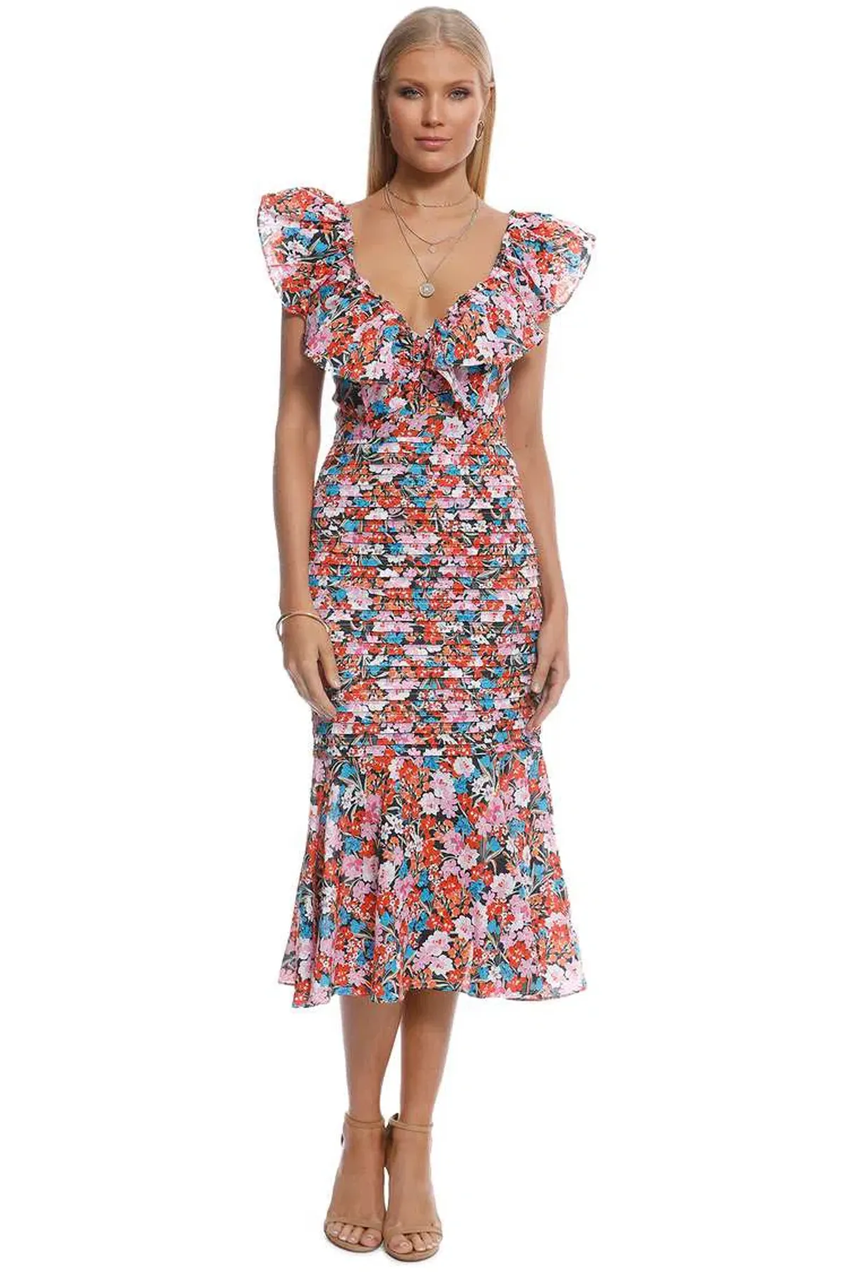 Talulah Cloud Nine Midi Dress Multi Floral Size 12 for rent on The Volte - main image