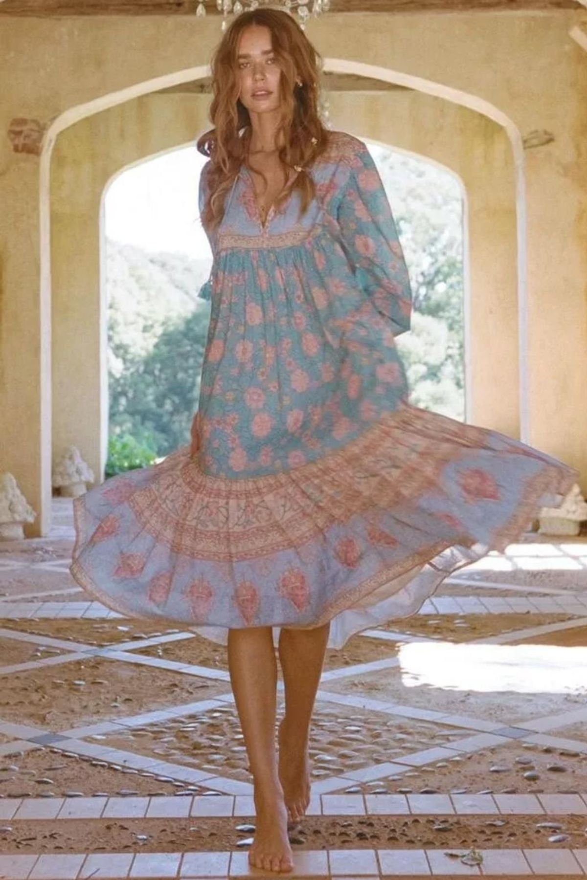 Spell and the Gypsy Love Story Boho Dress Sky Blue Size 8 - Image 4