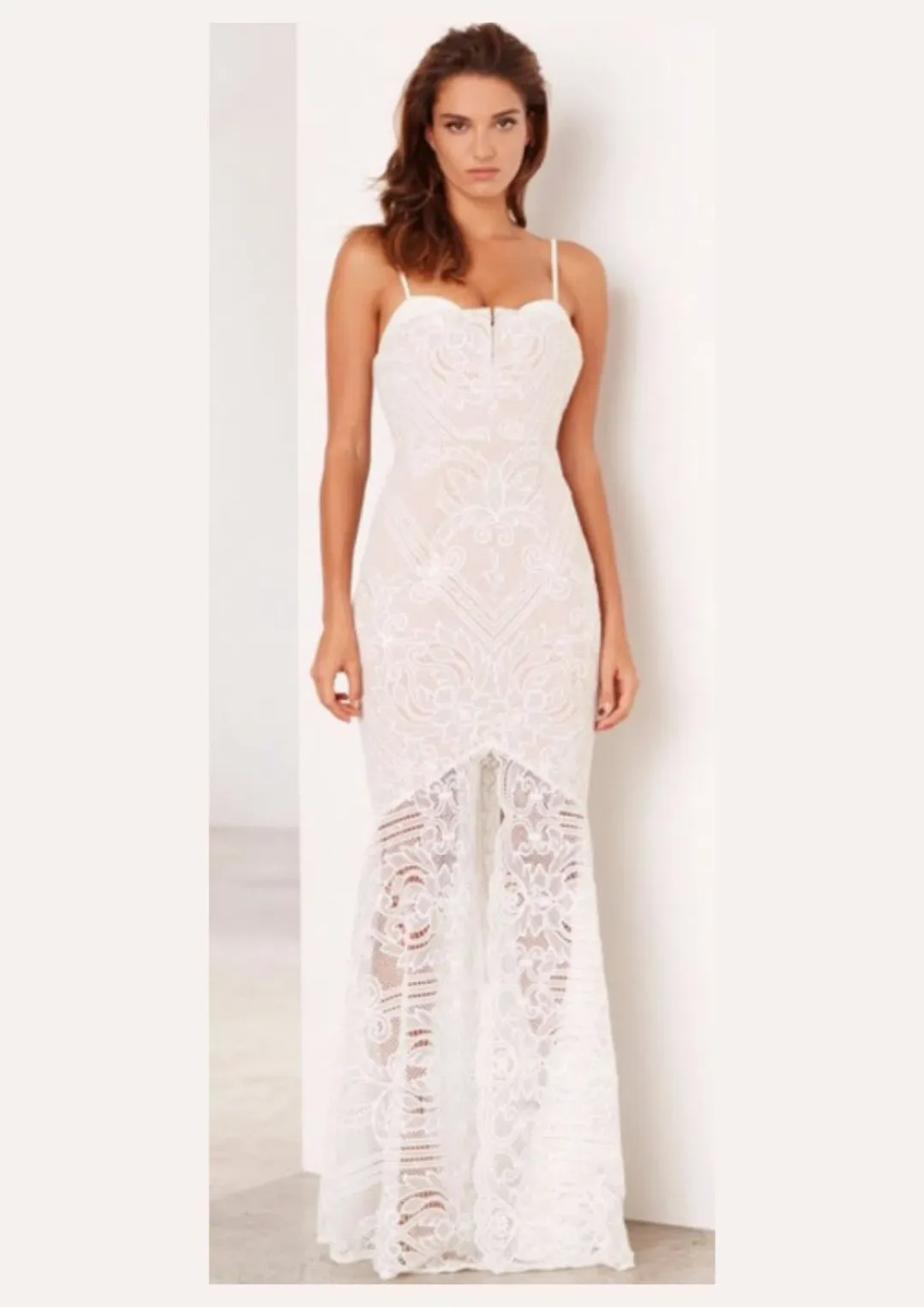 Sheike Lunar Lace Maxi Dress Ivory Size 12 for rent on The Volte - main image