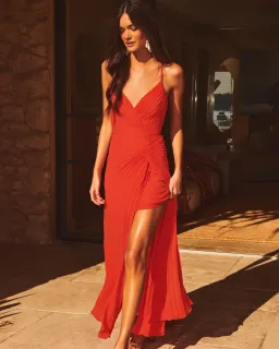 Sheike Vivianne Pleat Dress in Red Size 14 for rent on The Volte - image 3