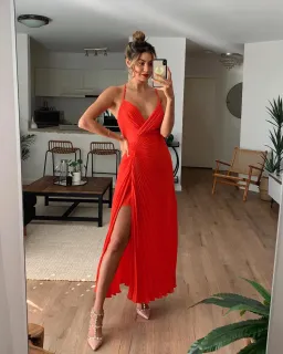 Sheike Vivianne Pleat Dress in Red Size 14 for rent on The Volte - image 1