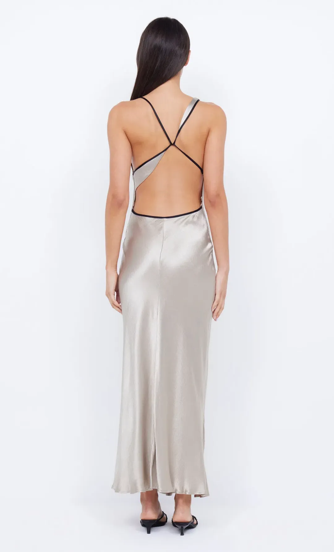 Bec & Bridge Farah Cowl Maxi Dress Oyster/Black Size 8 for rent on The Volte - main image