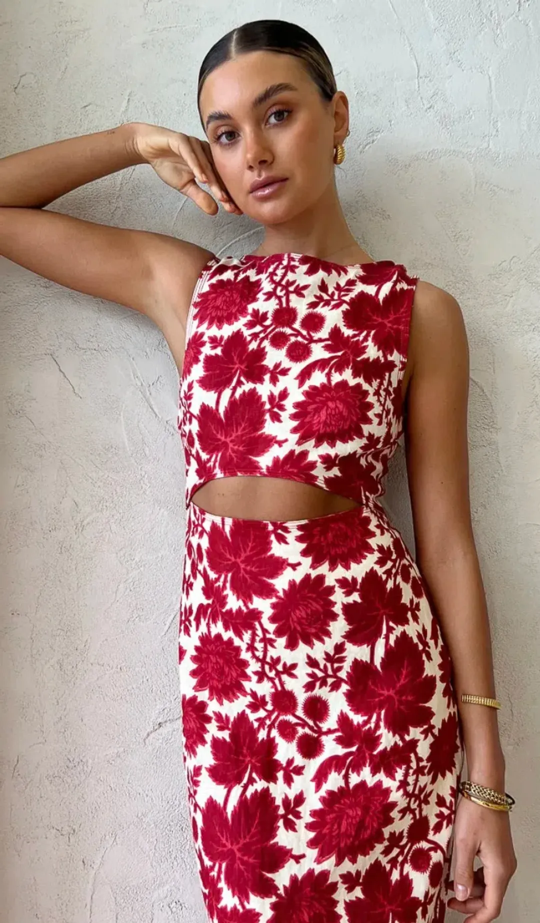 Sir the Label Cinta Cut Out Midi Dress Floral Size 1 / AU 8 for rent on The Volte - main image