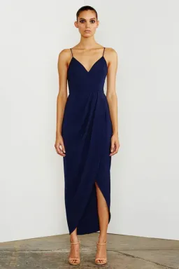 Shona Joy Core Cocktail Draped Maxi Dress Navy Size 16 for rent on The Volte - image 1