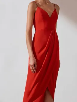 Shona Joy Core Cocktail Draped Maxi Dress Red Size 14 for rent on The Volte - image 2
