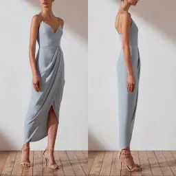 Shona Joy Core Cocktail Draped Maxi Dress Powder Blue Size 16 for rent on The Volte - image 2