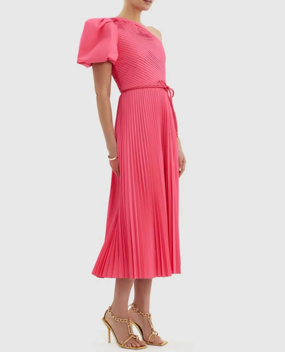 Rebecca Vallance Rosa One Shoulder Midi Dress Pink Size 12 - Image 4