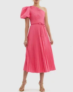Rebecca Vallance Rosa One Shoulder Midi Dress Pink Size 12 for rent on The Volte - image 1