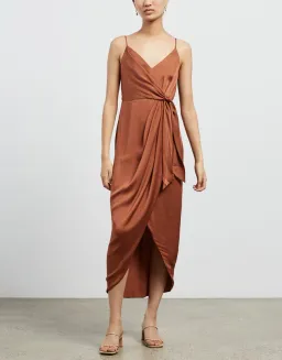 Shona Joy Luxe Tie Front Cocktail Dress Mocha Size 14 for rent on The Volte - image 1