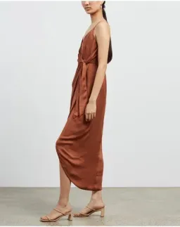 Shona Joy Luxe Tie Front Cocktail Dress Mocha Size 14 for rent on The Volte - image 2