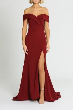 Samantha Rose Gia Off Shoulder Gown Wine Burgundy Size 14 for rent on The Volte - image 1