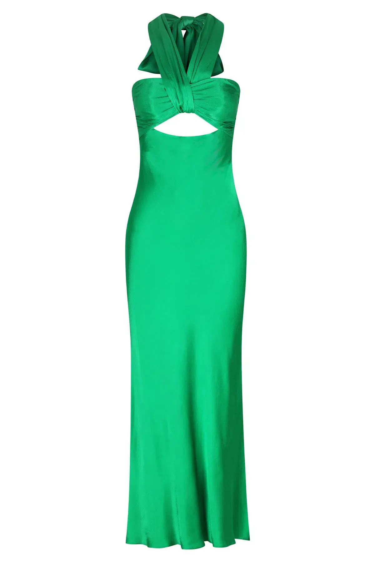 Shona Joy Lana Ruched Halter Midi Dress in Tree Green Size 10 - Image 5