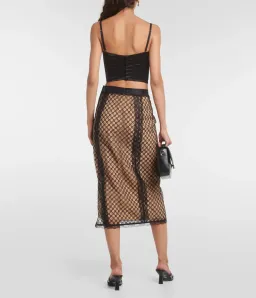Gucci GG Mesh Lace Corset & Skirt Set Print Size S/8 for rent on The Volte - image 4